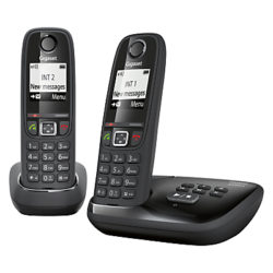 Gigaset AS405A Digital Cordless Telephone with Answering Machine, Duo DECT, Black